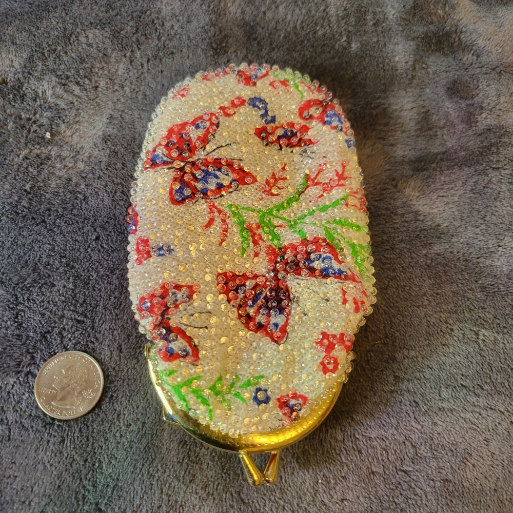 Vintage Plastic Bead Change Purse/Glasses holder